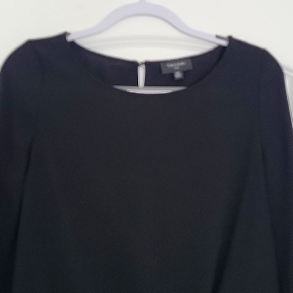 TAHARI ASL BLACK LONG SLEEVE BLOUSE TIE WAIST KEYHOLE BACK XSMALL - Picture 3 of 11
